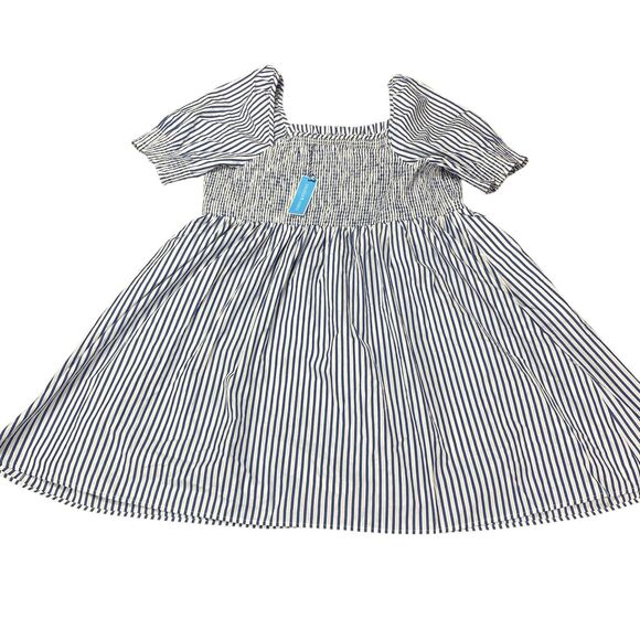 Draper James | Cam Smocked Dress in Blue White Shirting Stripe Sz 2X MSRP: $95 - Picture 12 of 16